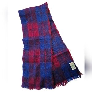 Plaid Royal Blue & Fuchsia Irish Mohair Scarf | SZ 57"